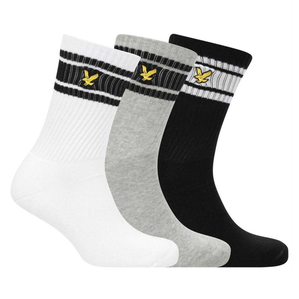 Lyle & Scott Mens Grant Sports Socks (Pack of 3) / White/Gray/Black